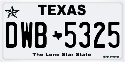 TX license plate DWB5325
