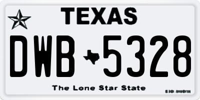 TX license plate DWB5328