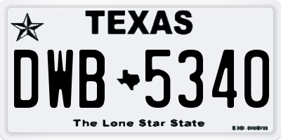 TX license plate DWB5340