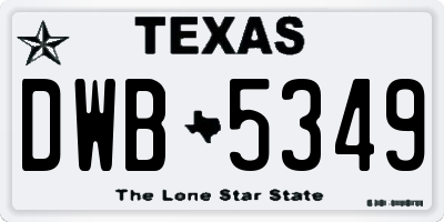 TX license plate DWB5349