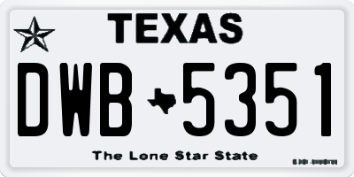 TX license plate DWB5351