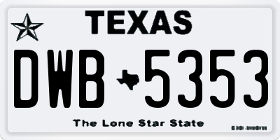 TX license plate DWB5353
