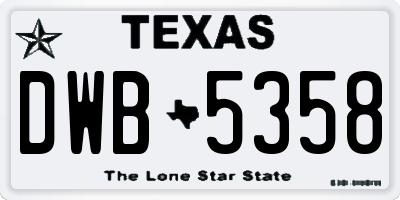 TX license plate DWB5358