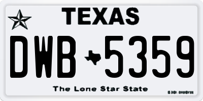 TX license plate DWB5359