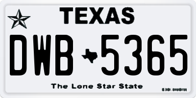 TX license plate DWB5365