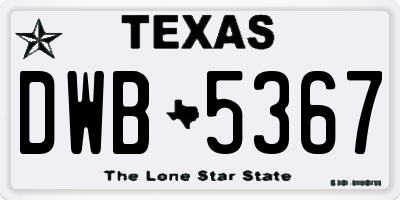 TX license plate DWB5367