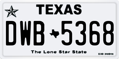 TX license plate DWB5368