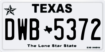 TX license plate DWB5372