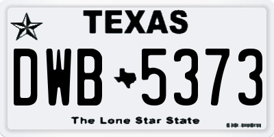 TX license plate DWB5373