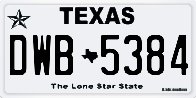 TX license plate DWB5384