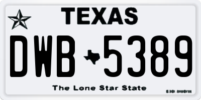TX license plate DWB5389