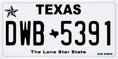 TX license plate DWB5391