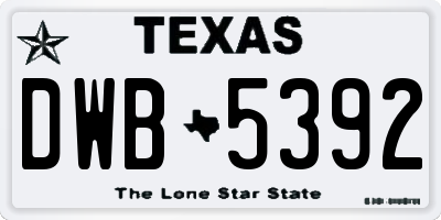 TX license plate DWB5392