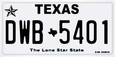 TX license plate DWB5401