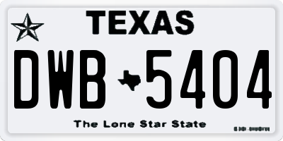 TX license plate DWB5404