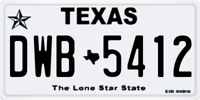 TX license plate DWB5412