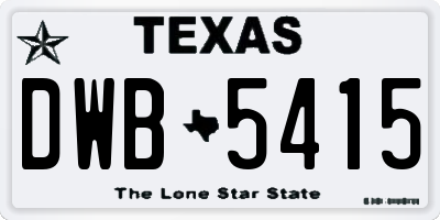 TX license plate DWB5415