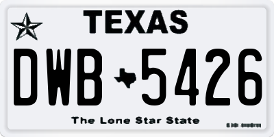 TX license plate DWB5426