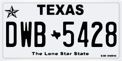 TX license plate DWB5428