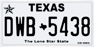 TX license plate DWB5438