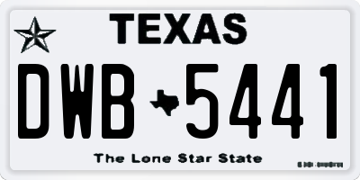 TX license plate DWB5441
