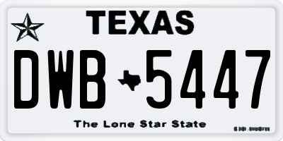 TX license plate DWB5447