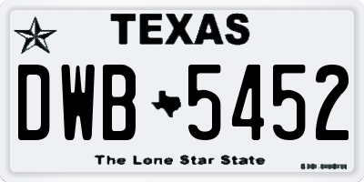 TX license plate DWB5452