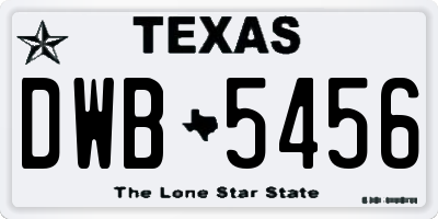 TX license plate DWB5456