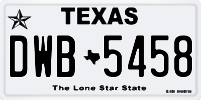 TX license plate DWB5458
