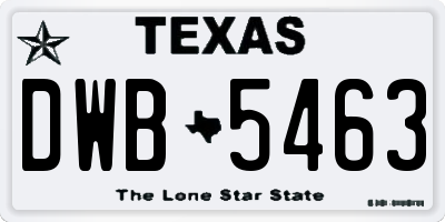 TX license plate DWB5463