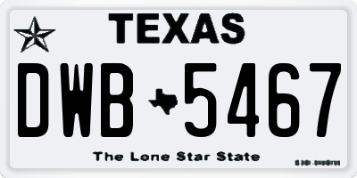 TX license plate DWB5467
