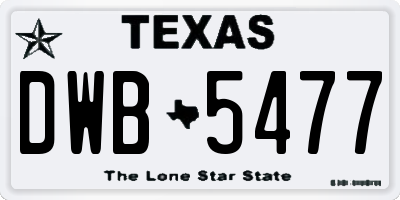 TX license plate DWB5477