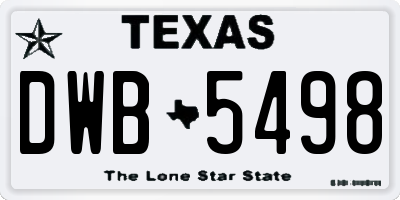 TX license plate DWB5498