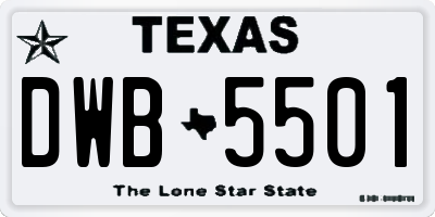 TX license plate DWB5501