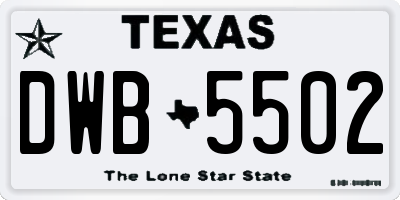TX license plate DWB5502