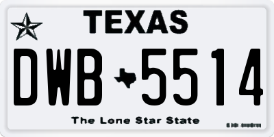 TX license plate DWB5514