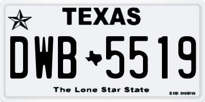 TX license plate DWB5519