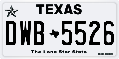 TX license plate DWB5526