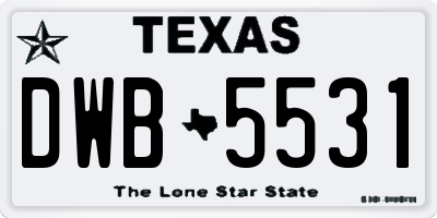 TX license plate DWB5531