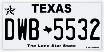 TX license plate DWB5532