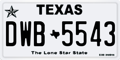 TX license plate DWB5543