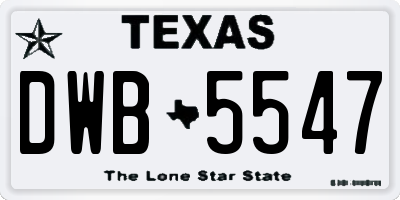 TX license plate DWB5547