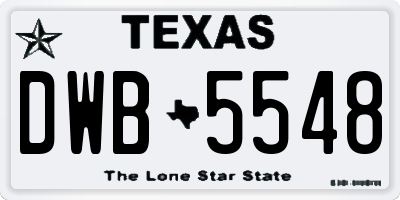 TX license plate DWB5548
