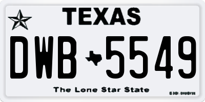 TX license plate DWB5549