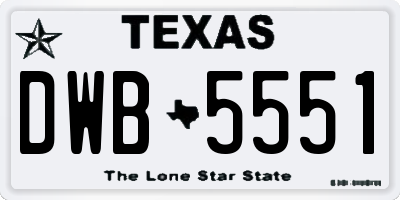 TX license plate DWB5551