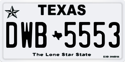 TX license plate DWB5553
