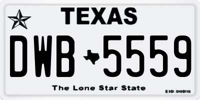 TX license plate DWB5559