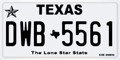 TX license plate DWB5561