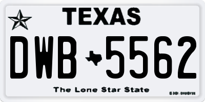 TX license plate DWB5562