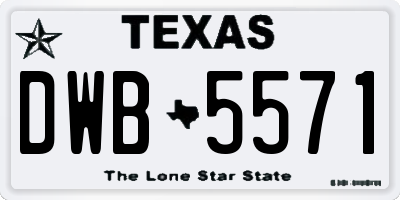 TX license plate DWB5571